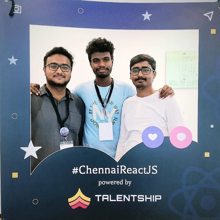 Hemath and Ragav at Chennai React meetup