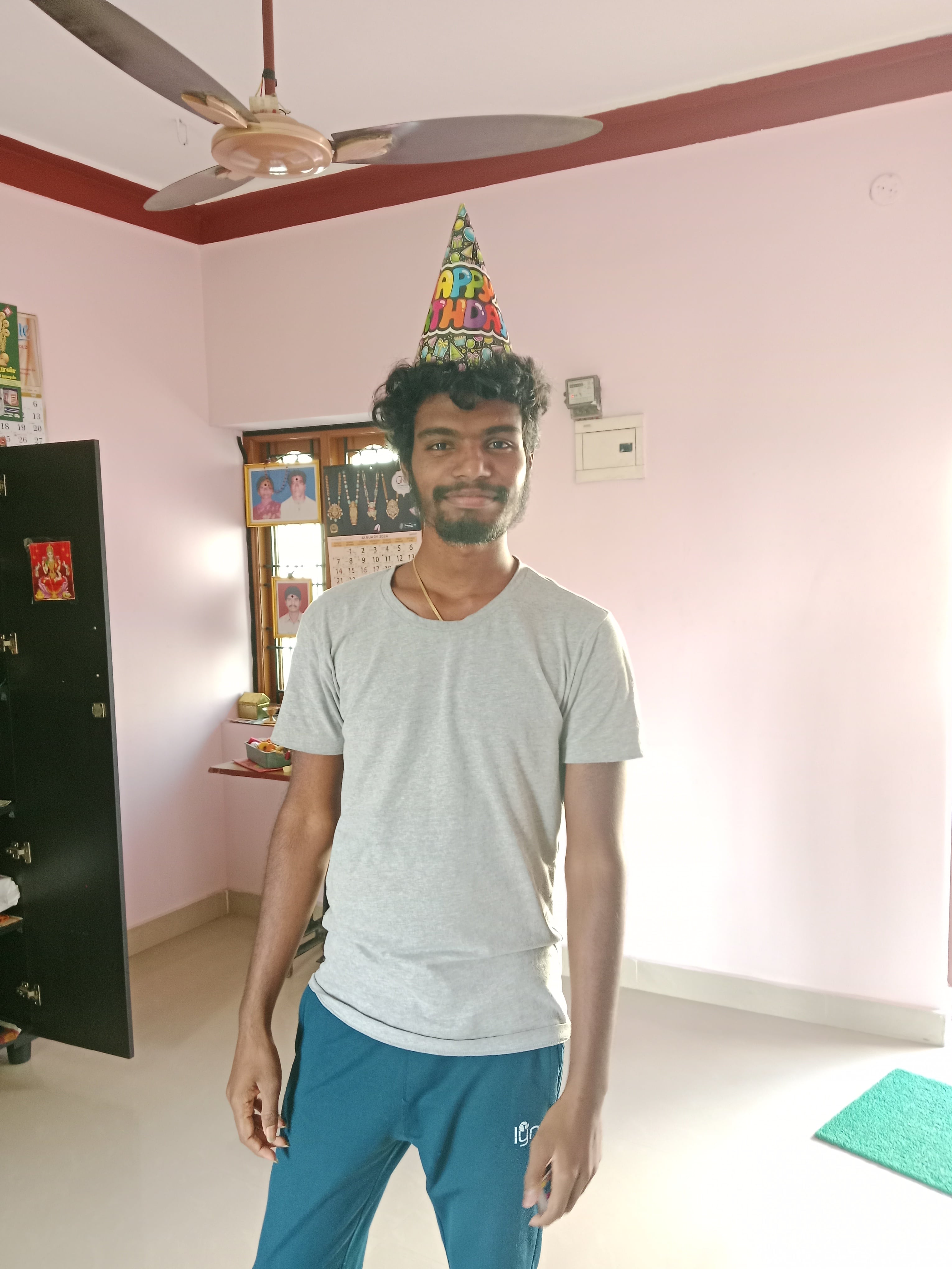 Picture of Hemath with birthday hat bought by Rij